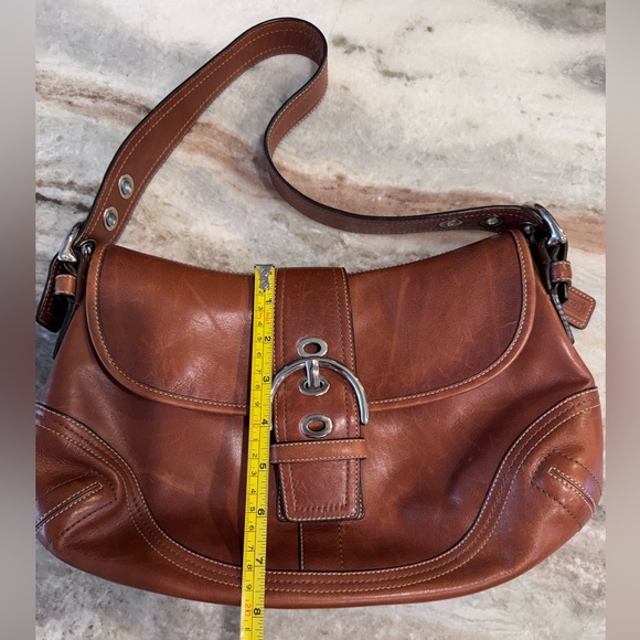 VINTAGE Coach F10192 Legacy Y2K Brown Full Grain Leather Buckle Shoulder Bag - Picture 15 of 16